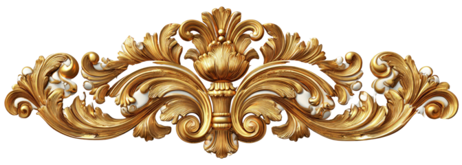 Ornate gold decorative trim with detailed scrollwork and a central flower bud