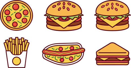 Delicious Meal Illustration Set. Global Cuisine and Food Design Collection. Tasty Food and Meal Artwork Bundle. Gourmet Cuisine Illustration Set. Colorful Food and Meal Design Collection. Premium Food