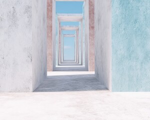 Modern Minimalist Concrete Corridor with Geometric Frames for Premium Architectural Portfolios and Climate Adaptation Marketing Content