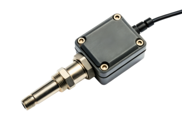 Industrial measurement sensor with a metal threaded connection isolated with transparent background