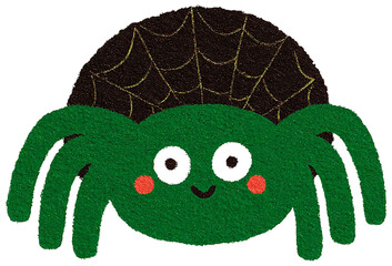 A cute black spider with big yellow eyes in a simple cartoon style perfect for halloween and children's friendly illustrations