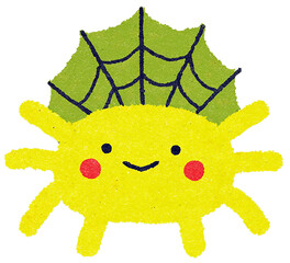 A cute black spider with big yellow eyes in a simple cartoon style perfect for halloween and children's friendly illustrations