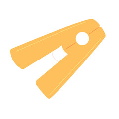 Yellow Plastic Clothespin on White Background
