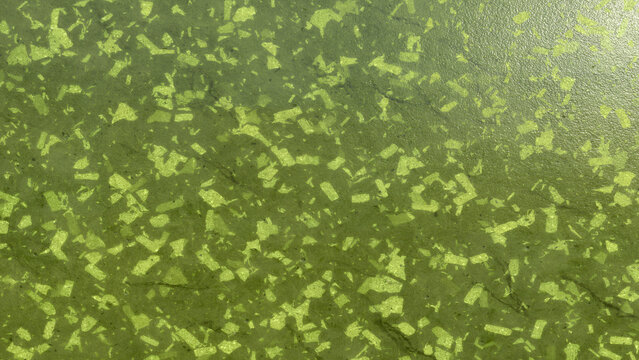 Olive green terrazzo surface background with fragmented geometric patterns for abstract decor and design projects - Powered by Adobe