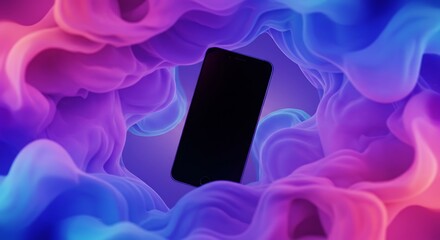 Smartphone display mockup colorful abstract background