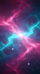 Abstract digital artwork featuring nebulae in blue and pink tones