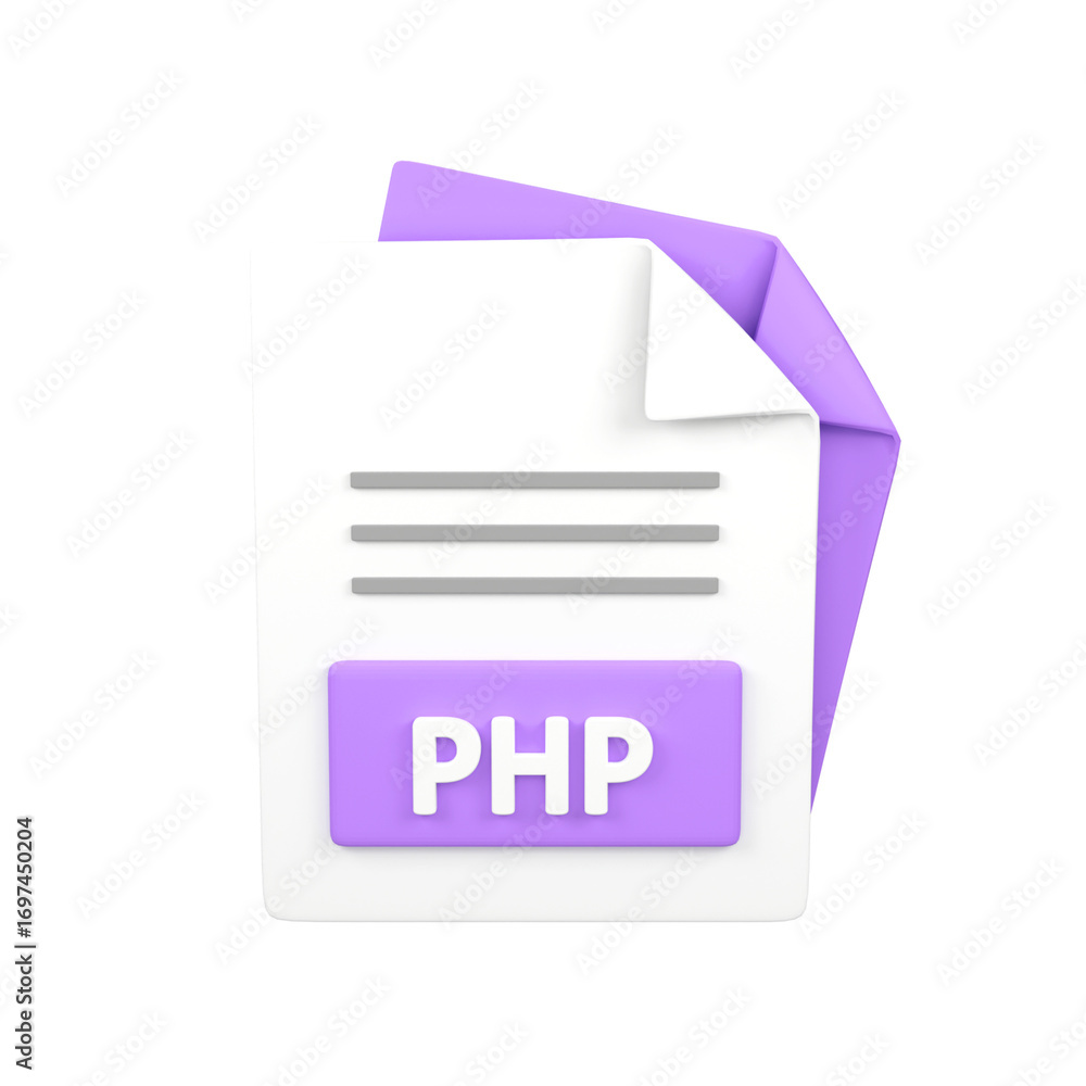 Fototapete php file document type isolated 3d render icon illustration
