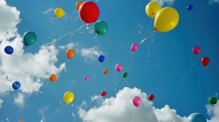 Fototapeta premium Pictures of balloons floating in the air