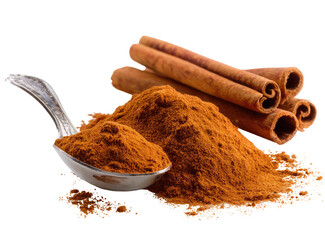Cinnamon sticks and ground cinnamon in a spoon