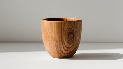 Minimalist Wooden Cup with Natural Grain Texture