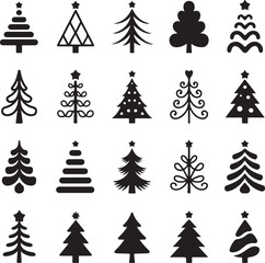 Obraz premium Christmas tree icon collection vector illustration