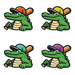 Baseball Crocodile Character Mascot Vector