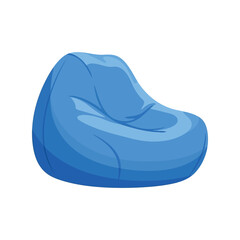 Vibrant blue bean bag chair for relaxed casual seating modern home furniture illustration vector