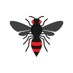 Vespula vulgaris wasp insect flat design vector illustration isolated on white vector
