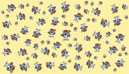 Baseball Rhino Character Background Random Pattern Vector