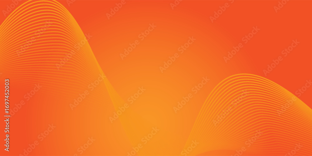 Poster vector abstract background with dynamic orange waves, lines and particles. vector