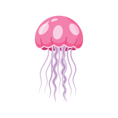 Vibrant pink jellyfish illustration cute marine life underwater creature ocean animal graphic design element vector