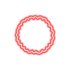 Neon red glowing abstract waves on transparent background