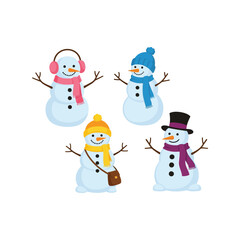Charming snowman characters festive winter holiday fun seasonal greeting design elements vector