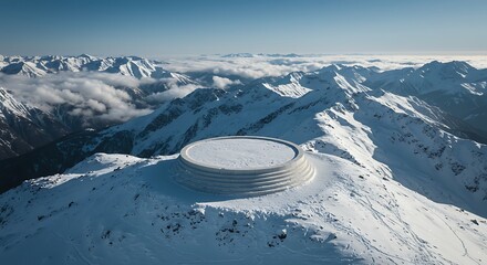 Snowy mountaintop structure