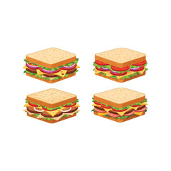 Four delicious freshly made sandwiches vector icons isolated delicious food illustrations vector