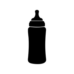 Simple Black Silhouette Illustration of a Standard Baby Bottle for Feeding
