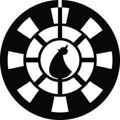 Black and white cat icon in circular design vector © sumona