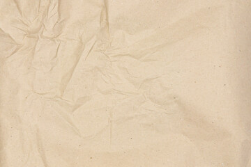 Old crumpled brown paper texture with empty space, paper texture background