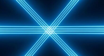 Dynamic Neon Light Beams Crossing, Representing Energy and Technology Concept