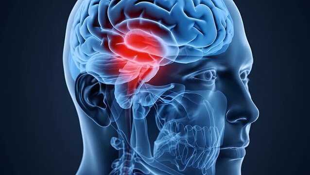 Digital visualization of the human brain and neural pathways in profil