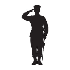Silhouette of Armed Soldier in Combat Gear Holding a Vector