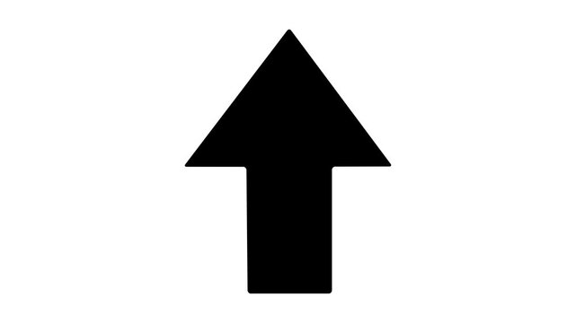 Black arrow pointing up animation. Download sign on green screen.4K video. Dow direction arrows symbol. arrow button icon or swipe-up arrow signal animation. download icon sign. on a white background