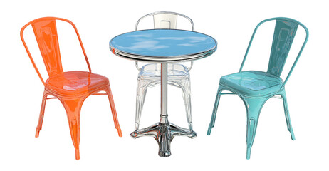 Colorful Transparent Chairs and Round Table in Modern Minimalist Style