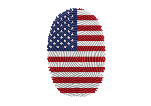 American flag fingerprint isolated on transparent background