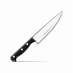 Black knife vector on white, sleek minimal silhouette