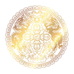 national emblem of bhutan (gold outline)