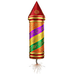Brightly colored festive firecracker ready for celebration and bringing Diwali joy to everyone