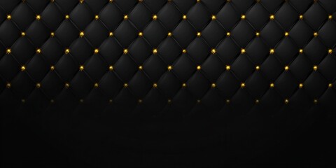 Fototapeta premium Luxurious black leather with gold studs creates a rich and elegant backdrop for design.