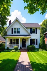 A charming suburban house, freshly painted, sits on a manicured lawn, awaiting its lucky new owner  Win big and move in today! This is your dream home, waiting to be won ,  roof,  dwelling