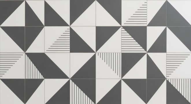 Monochrome geometric pattern with triangles and lines - Powered by Adobe