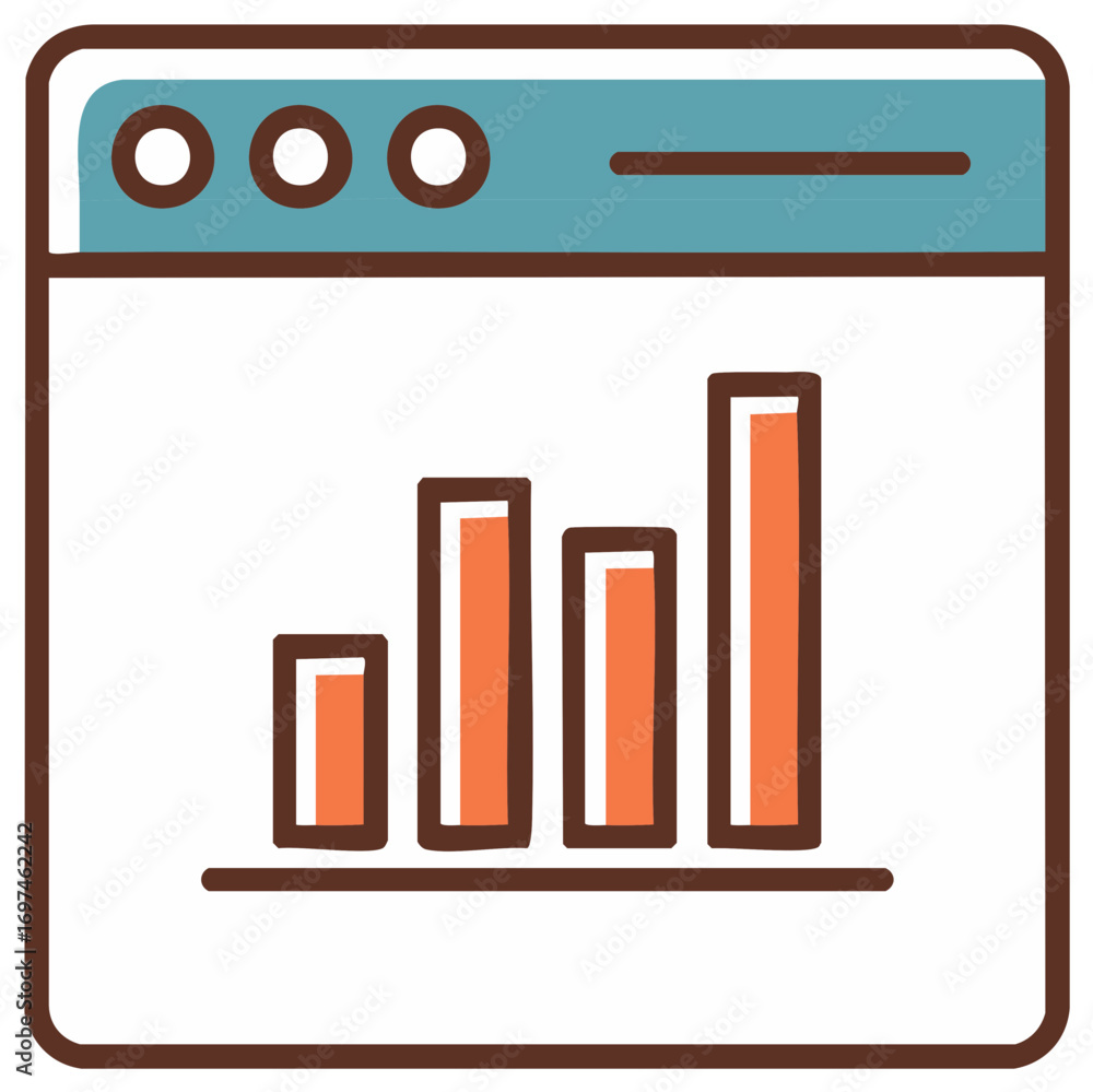 Poster hand drawn bar chart within a browser window displaying upward trend