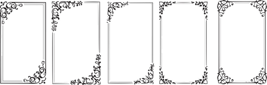Set of Ornate Floral Corner Frames (Vertical)