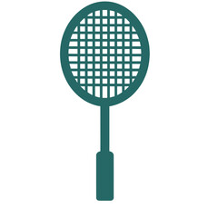 Teal badminton racket on a white background