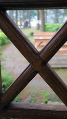 Wooden Cross Pattern with Blurred Background