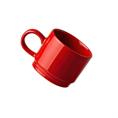 Glossy Red Ceramic Mug Isolated on Transparent Background, Generative AI