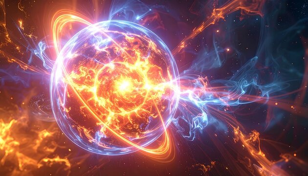 Abstract energy sphere with swirling nebula