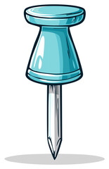 Cartoon Push Pin Illustration Tack with Shadow for Notice Boards or Paper Attachment