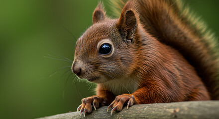 Squirrel on branch closeup