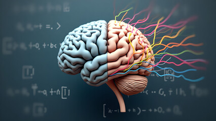 Realistic Human Brain with Neural Pathways and Mathematical Equations