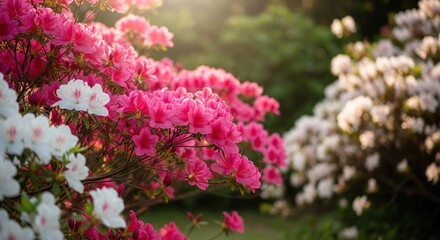 Vibrant azaleas in sunlight